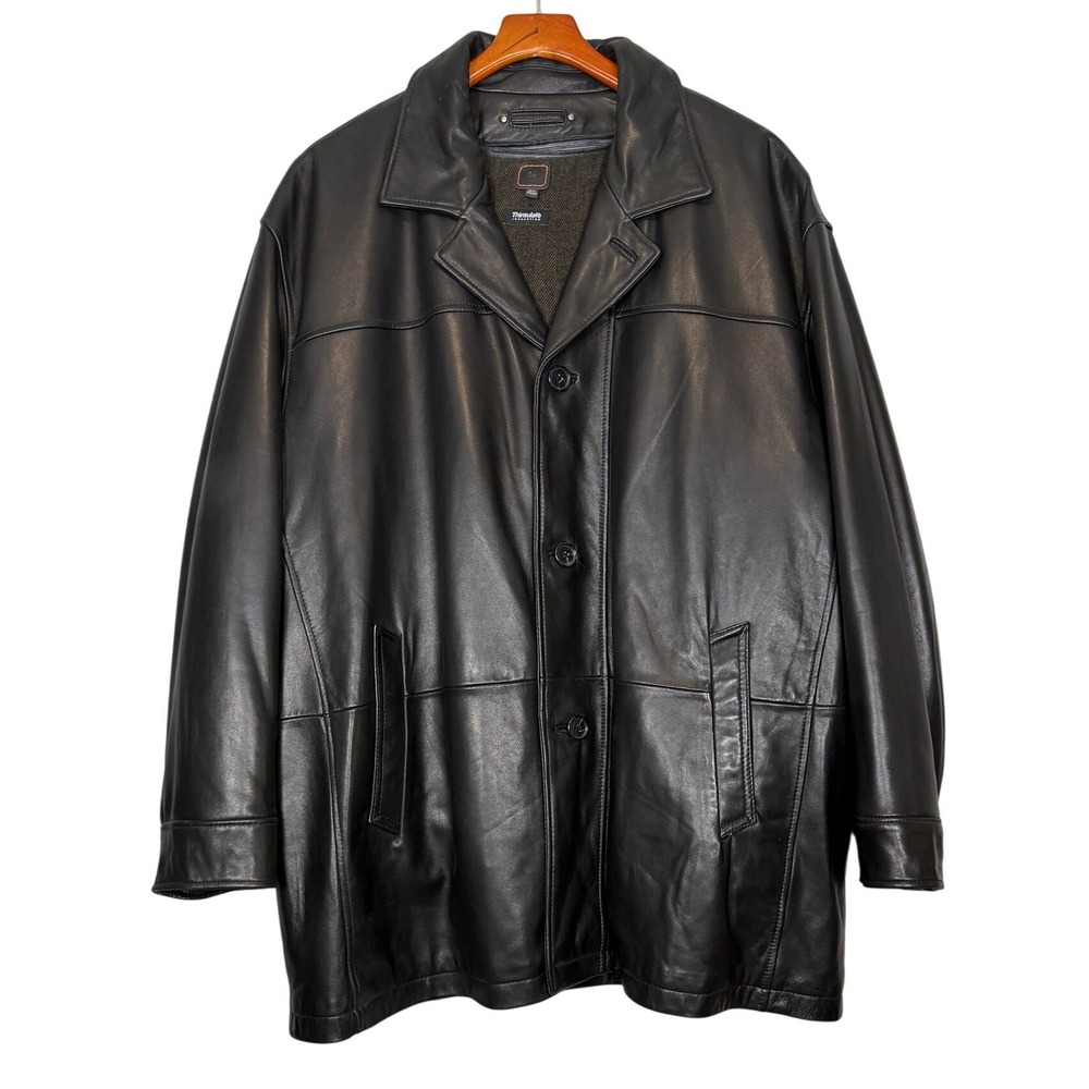 Wilson's Leather Men's Car Coat 2X Black Buttons Thinsulate Mid Length READ!